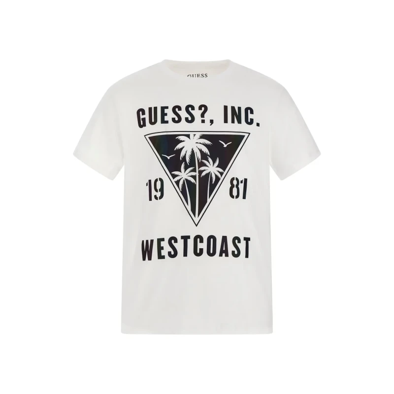 Image of Guess T-Shirt Guess Iridescent Palms Blanc Male M