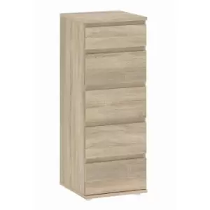 Image of Nova Narrow Chest of 5 Drawers, Oak