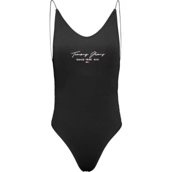 Image of Tommy Jeans Script Strap Bodysuit - BLACK BDS