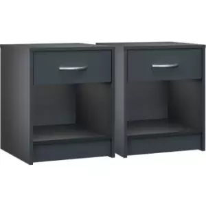 Image of Casaria - Bedside Table Nightstand Drawer White Cherry Wenge Merano Anthracite 2er Set Anthrazit (de)