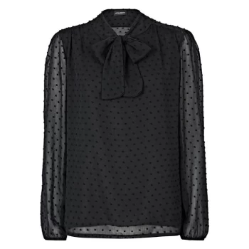 Image of James Lakeland Textured Bow Neck Blouse - Black