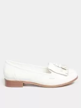 Image of Yours Yours Wide Fit Patent Tassel Loafer White, Size 9, Women