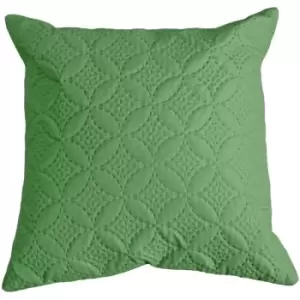 Image of Ultrasonic Green Quilted Embossed Cushion Cover, 40 x 40cm - Green - Green - Homescapes