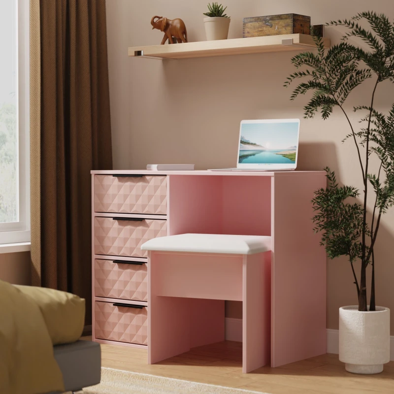 Image of Ready Assembled 2 U Islay 4 Drawer Vanity (Ready Assembled) in Dusty Pink Size: Medium Dusty Pink Unisex Medium