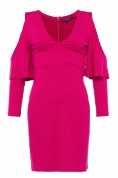 Image of French Connection Beau Viscose Jersey Cold Shoulder Dress Magenta