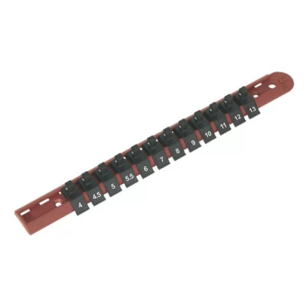 Image of Genuine SEALEY AK1412 Socket Retaining Rail with 12 Clips 1/4Sq Drive