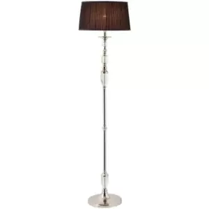 Image of Luxury Elegant Floor Lamp Polished Nickel Crystal Black Organza Shade 6ft Tall
