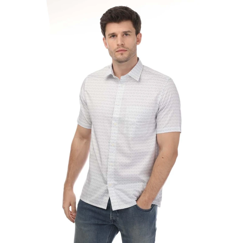 Image of Ted Baker Sargent Geo Satin Stretch Shirt - White White S