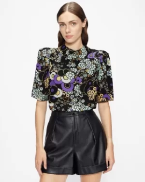 Image of Ted Baker Exaggerated Shoulder Floral Top