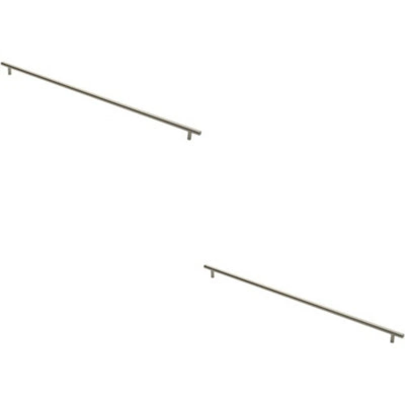 Image of Loops 2x Round T Bar Cabinet Pull Handle 668 x 12mm 608mm Fixing Centres Satin Nickel Metallics unisex