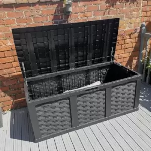 Image of Huge 634 Litre Outdoor Jumbo Storage Box - Black Rattan Effect