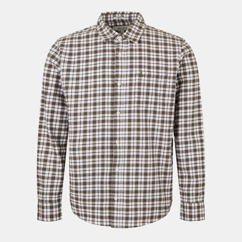 Image of Jack Wills Mens Long-Sleeve Plain Shirt Smokey Olive male S