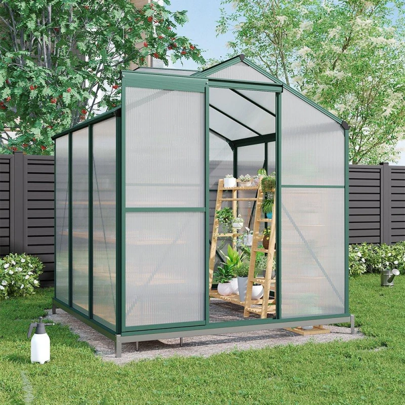 Image of Breeins Outdoor 6x8fts Garden Greenhouse with 2 Vents Green L