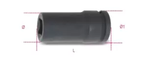 Image of Beta Tools 728LQ 3/4" Square Drive Long/Deep Impact Socket 21mm 007280621