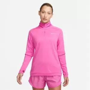 Image of Nike Pacer Womens Long-Sleeve 1/2-Zip Running Top - Pink