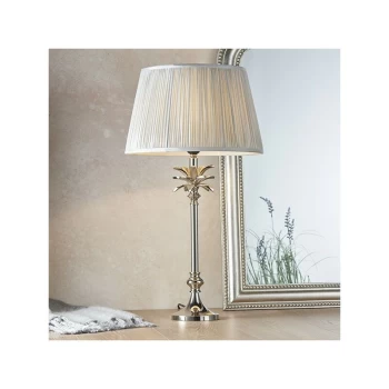 Image of Endon Lighting Leaf & Freya - Table Lamp Polished Nickel Plate & Silver Silk 1 Light IP20 - E27