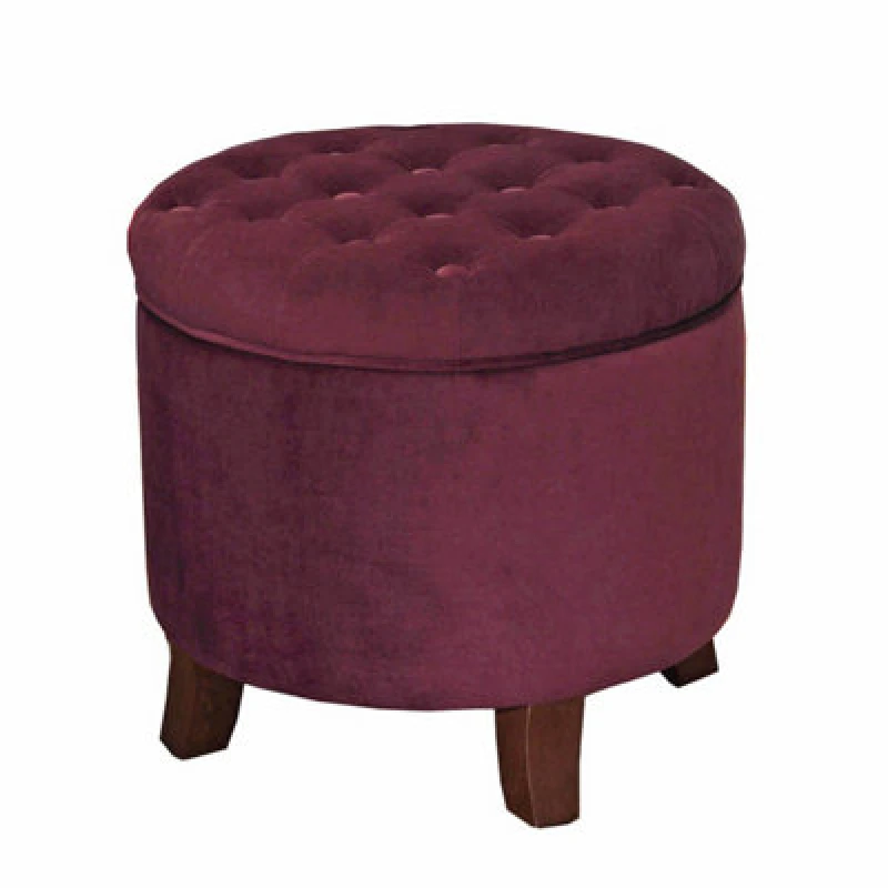 Image of Essential Living Cambridge Tufted Round Storage Ottoman - Berry Merlot, Red K6171-B119