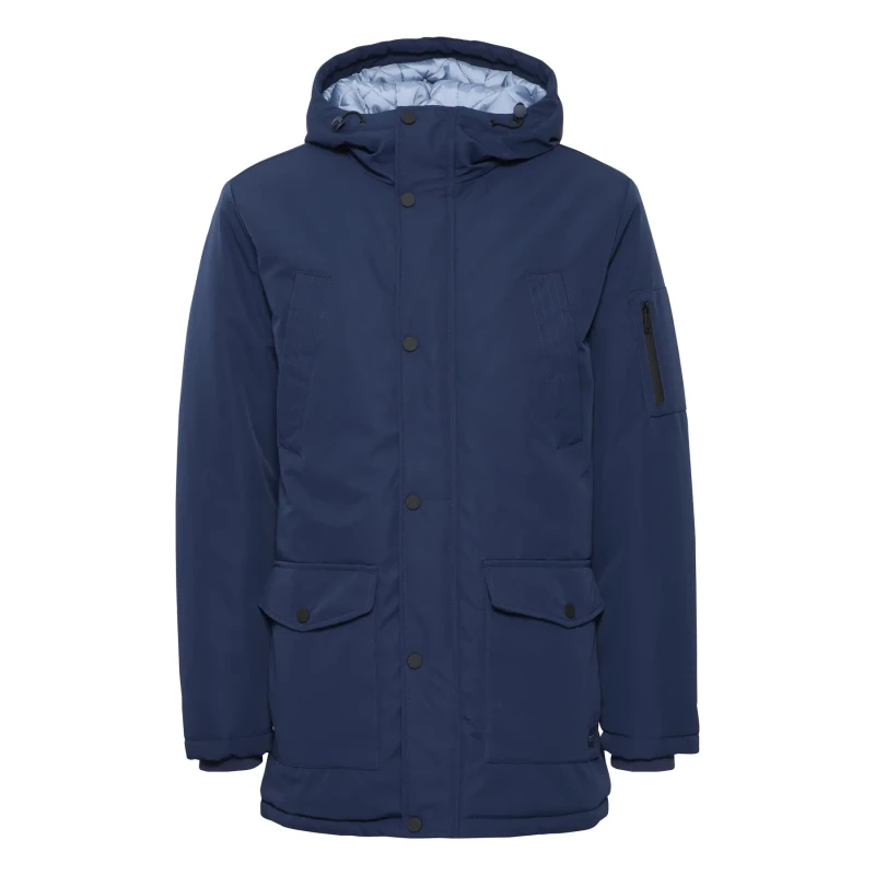 Image of Blend Waterproof hooded jacket with buttons and pocket Blend Bleu Unisex 3XL