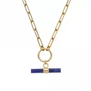 Image of Gold Link Chain Sodalite T-Bar Necklace GNLC3385