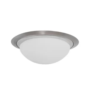 Image of Ikaro Bowl Semi Flush Ceiling Light Steel Brushed, Chrome Polished, Glass Matt IP44
