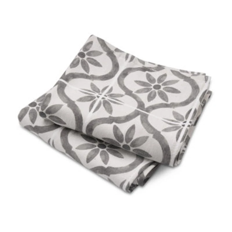 Image of Cuisinart Grey 2 Pack 'Fouta' Tile Print Professional Antimicrobial Tea Towel Grey