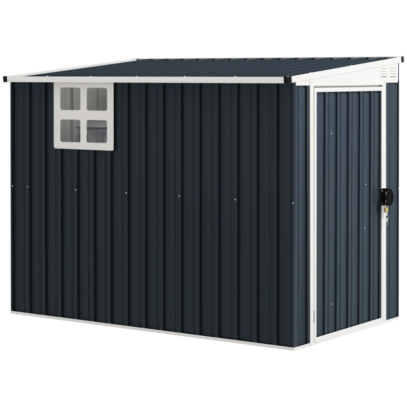 Image of Outsunny Outsunny 7.6 x 4ft Outdoor Garden Storage Shed with Window, Dark Grey