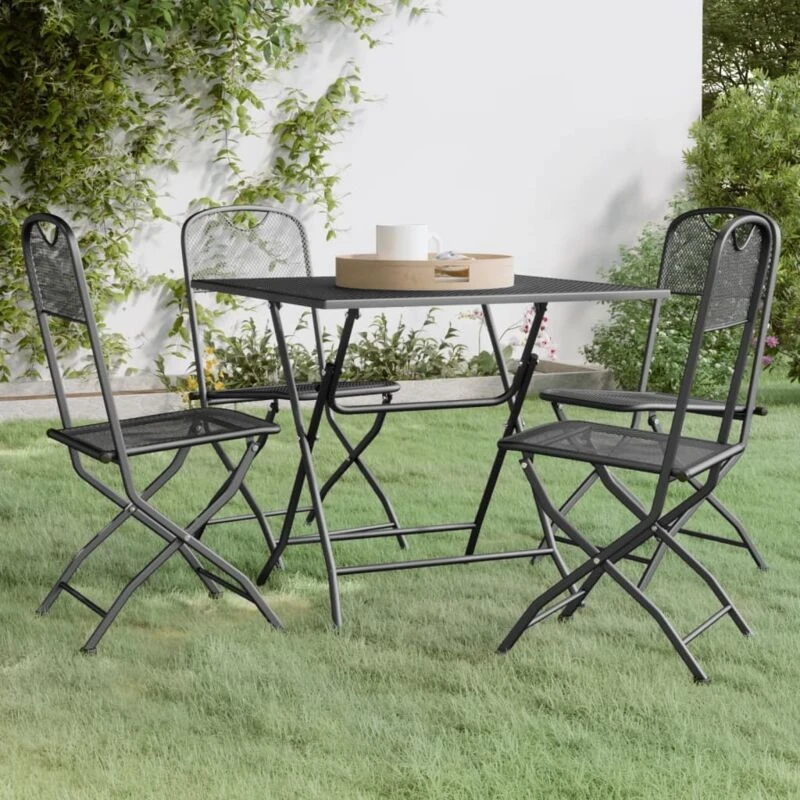 Image of VIDAXL 5 Piece Garden Dining Set Expanded Metal Mesh Anthracite Vidaxl 8720287133223