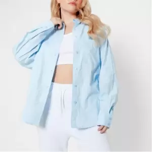 Image of I Saw It First Stripe Ultimate Oversized Shirt - Blue