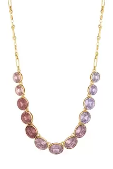 Image of Gold Tonal Purple Large Stone Set Necklace