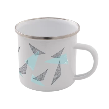 Image of Triangles Enamel Mug - White