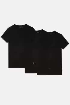 Image of 3 Pack Black Muscle Fit Crew Neck T-Shirts