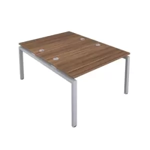 Image of Telescopic Sliding 8 Person Dark Walnut Bench with Cable Port - 1200 X 800 - Silver Frame