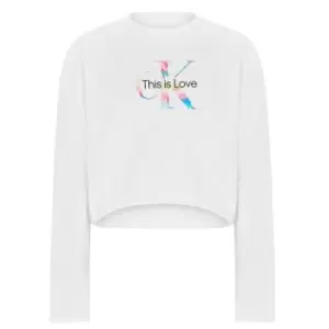 Image of CALVIN KLEIN JEANS Girls Pride Monogram Sweatshirt - White