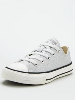 Image of Converse Childrens Chuck Taylor All Star Crochet Ox Sparkle Trainers, Silver, Size 2
