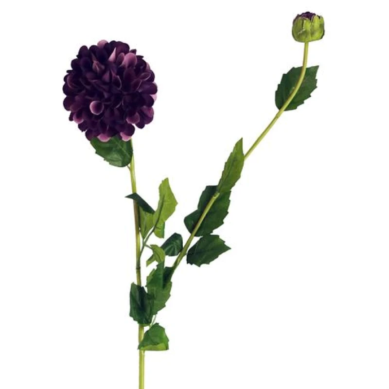 Image of Leaf 75cm Artificial Dahlia PomPom Flowers Purple