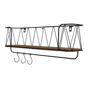 Image of Single Wall Hanging Shelf Unit With Hooks