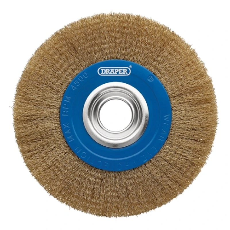 Image of Draper Brassed Steel Bench Grinder Wire Wheel Brush, 200 x 31.75mm 8067