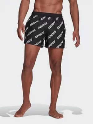 Image of adidas Wording Swim Shorts, Red/Pink Size M Men