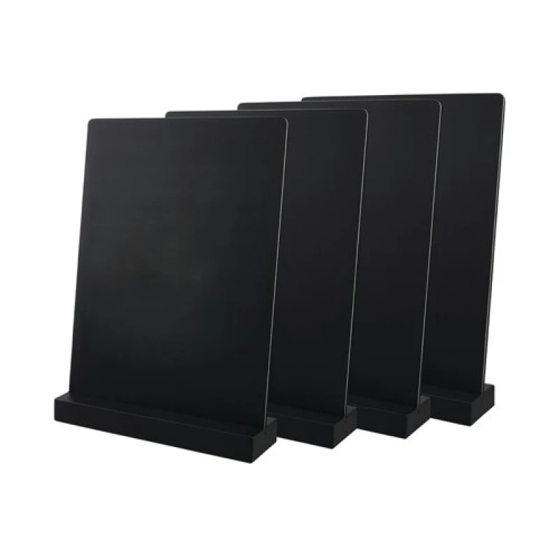 Image of Deflecto Deflecto Double Sided A4 Countertop Chalkboard Information Display Black (Pack of 4) TCB-A4-BLKX4 TCB-A4-BLKX4