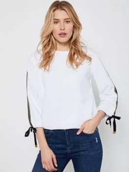 Image of Mint Velvet Contrast Tie Sleeve Sweatshirt - White