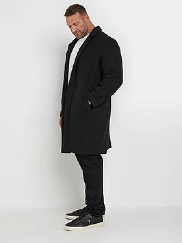 Image of BadRhino BadRhino Men Collar Design Formal Overcoat in Black Size: large Black L Male 5063111380251