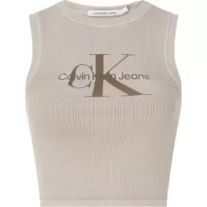 Image of Calvin Klein Jeans Mineral Dye Rib Tank Top - Brown