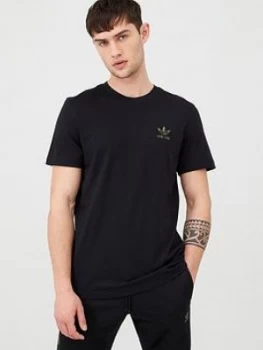 Image of adidas Originals Camo Logo Essential T-Shirt - Black, Size XS, Men