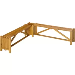 Image of Wooden Garden Corner Bench with Planter, Garden Bench Seat for Patio - Brown - Outsunny