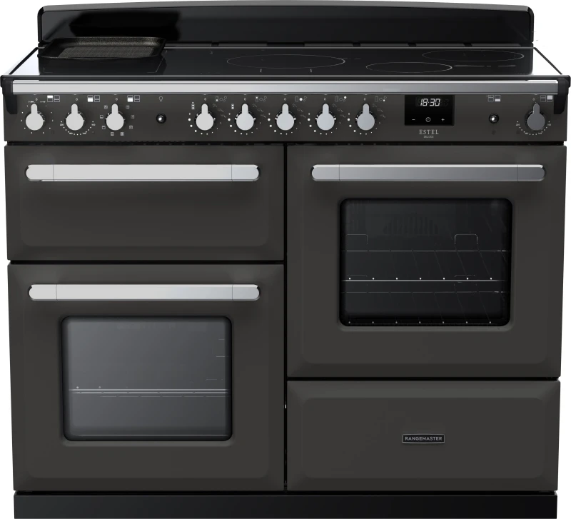 Image of Rangemaster Estel Deluxe ESDLO110EIPSLT/CM1 110cm Electric Range Cooker with Induction Hob - Slate / Chrome - A Rated