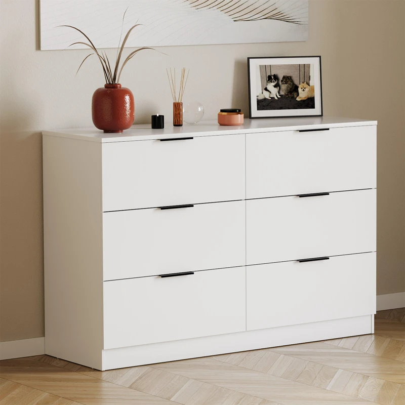 Image of Lassic Trega 6 Drawer Chest of Drawers White unisex 6 Drawer