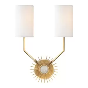 Image of Borland 2 Light Wall Sconce Brass, Silk