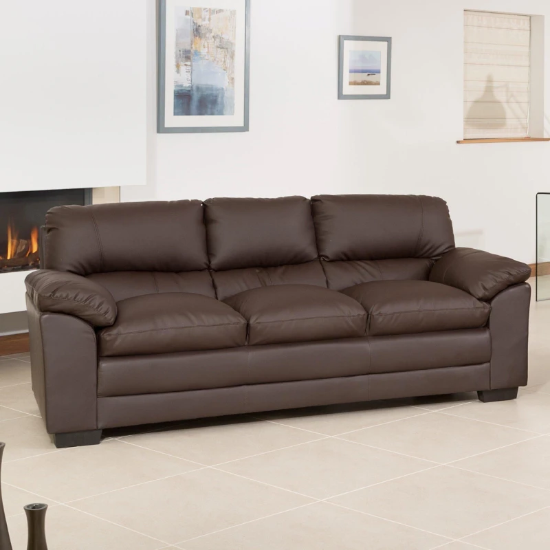Image of Artemis Home Genoa 3 Seat Sofa in Brown Brown Unisex
