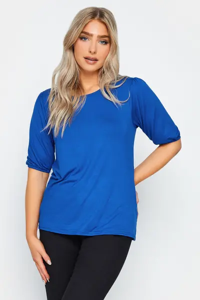 Image of M&Co Balloon Sleeve Top Blue