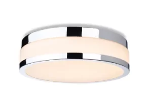 Image of Marnie 290cm LED Flush Ceiling Fitting Chrome with Opal White Glass IP44